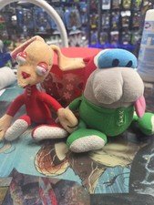 Vintage Nickelodeon 8" Ren and Stimpy Plush Set From 1992 PAJAMAS PJ's Toys Rare