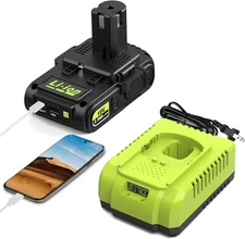 18V 3.0Ah Battery & Charger Combo with USB – Fits 18V Cordless Power Tools