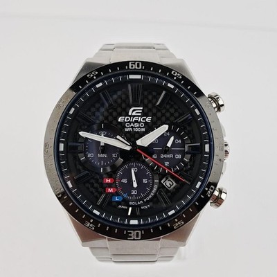 Casio Edifice EQS-800 Carbon Fiber Mens Watch Black Solar Chronograph Stainless