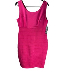 New York & Company Hot Pink Bandage Sheath Dress Sleeveless Textured 7518 Large