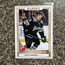 2023-24 Upper Deck Series 1 O-Pee-Chee Glossy Luke Hughes #R-9 Gold Devils B336