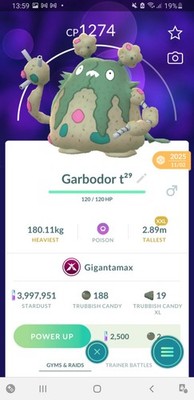 Garbodor Gmax/Gigantamax XXL  Pokemon Go 