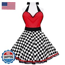 Violet Mist Lovely Retro Cute Aprons Women Pocket Red LaceVintage Aprons Girls