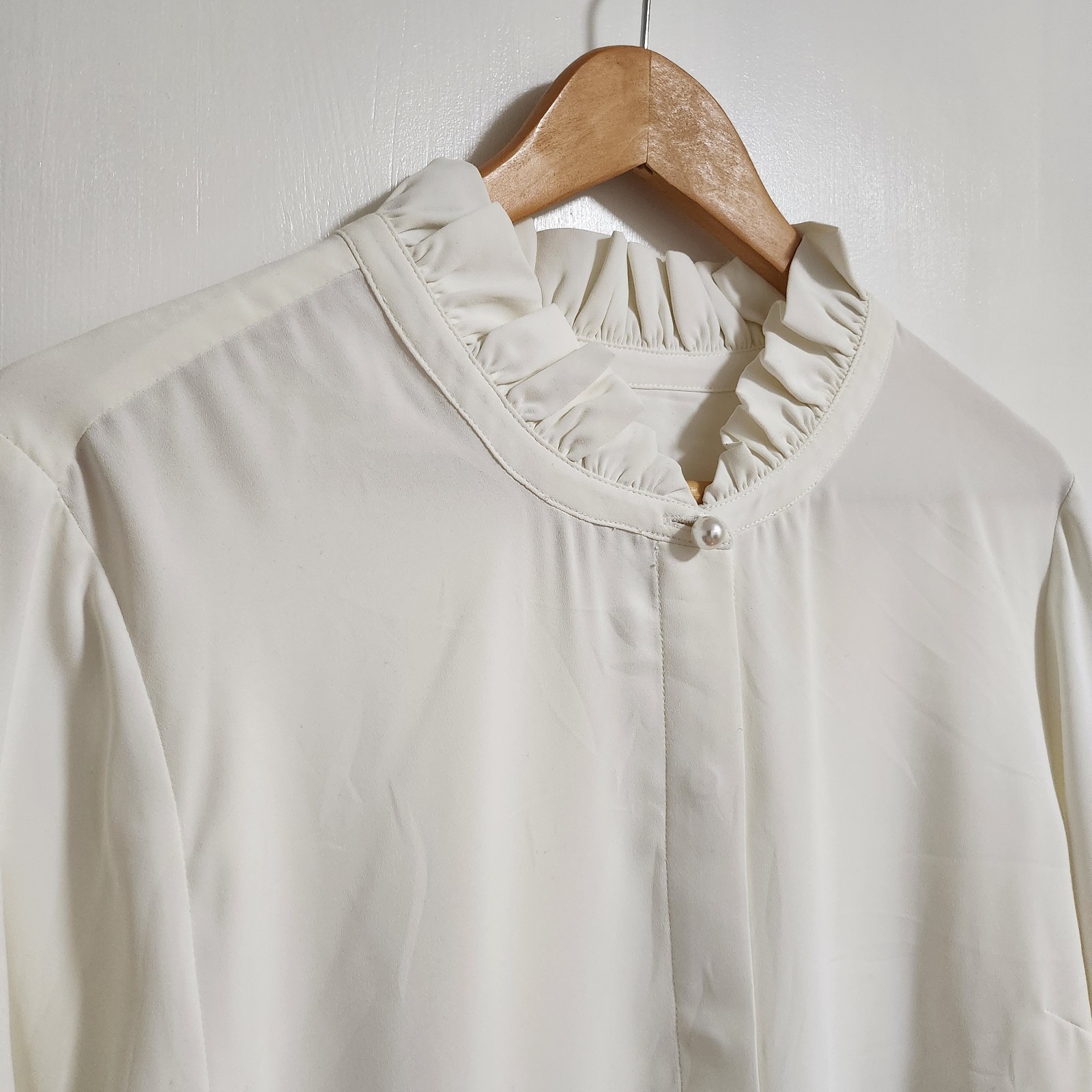 Talbots Prince-Inspired Ruffle Blouse with Pearl Buttons in XL for Women