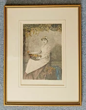 Framed PRINT The Apple Seller - Etched By D. Mordant - Artist J.E. Saintin