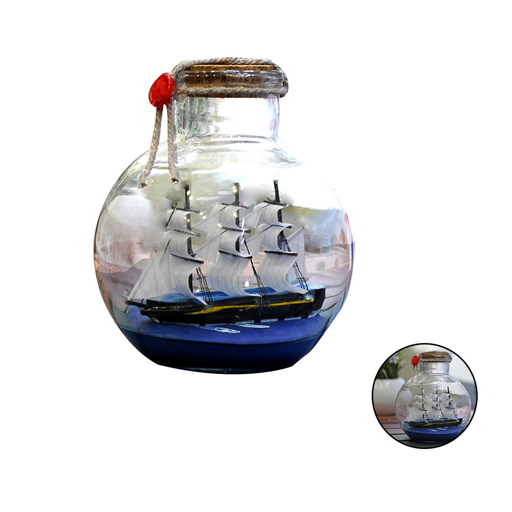 Ship Wishing Bottle Glass Sailing Boat In Wishing Bottle Drift Bottle Decor Desk