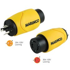 Marinco Straight Adapter 20Amp Locking Male to 30Amp Locking Female Connector...