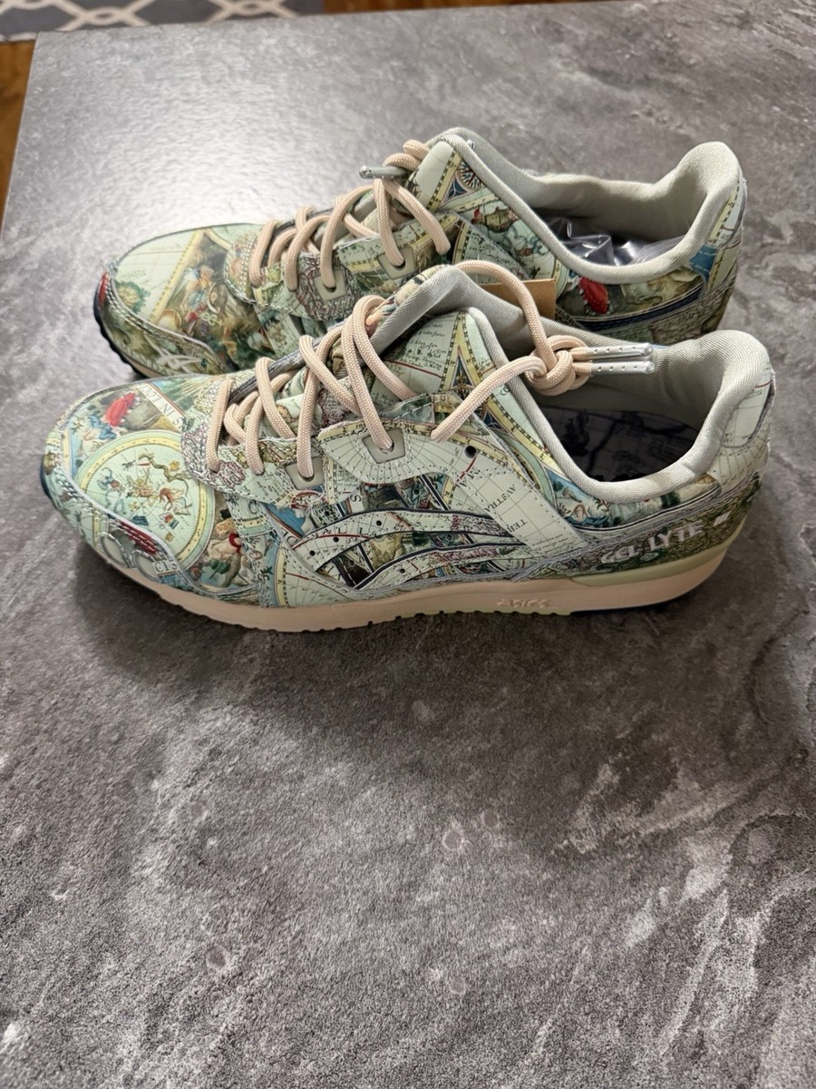 ASICS Gel-Lyte III Map Print Multicolor Lace-Up Low Top Athletic Sneakers View 3