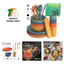 Versatile Wheat Straw Dinnerware Set for 4 - Ideal for Home, Camping Picnics