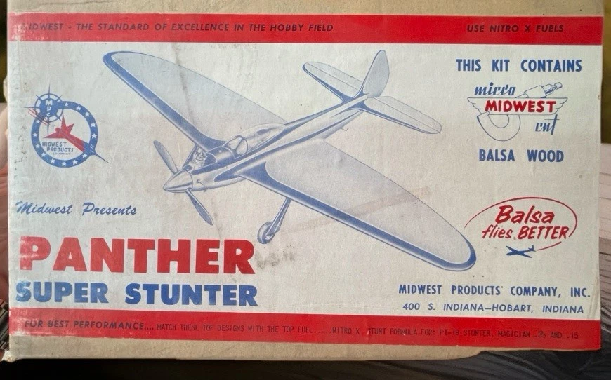 VINTAGE Panther Super Stunter MICRO CUT BALSA WOOD Airplane Kit by MIDWEST - Image 2 of 4