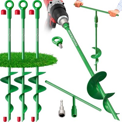 Ground Anchor Heavy Duty 18 inch - Earth Anchor Screw in Kit Green 4 Pack - T...