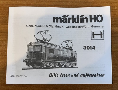 Für Märklin  3014 / Anleitung von 5/77 | Zustand: Gebraucht