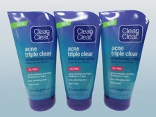 CLEAN & CLEAR ACNE TRIPLE CLEAR EXFOLIATING SCRUB ACNE TREATMENT 5 OZ NWOB 3PCS