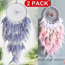 2pcs Dream Catcher Light Blue Pink Feathers Wall Hanging Decor Kid birthday Gift