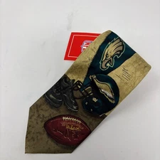 NFL Eagles Wings Philadelphia Football Nostalgia Silk Tie 3.75" Wide NEW
