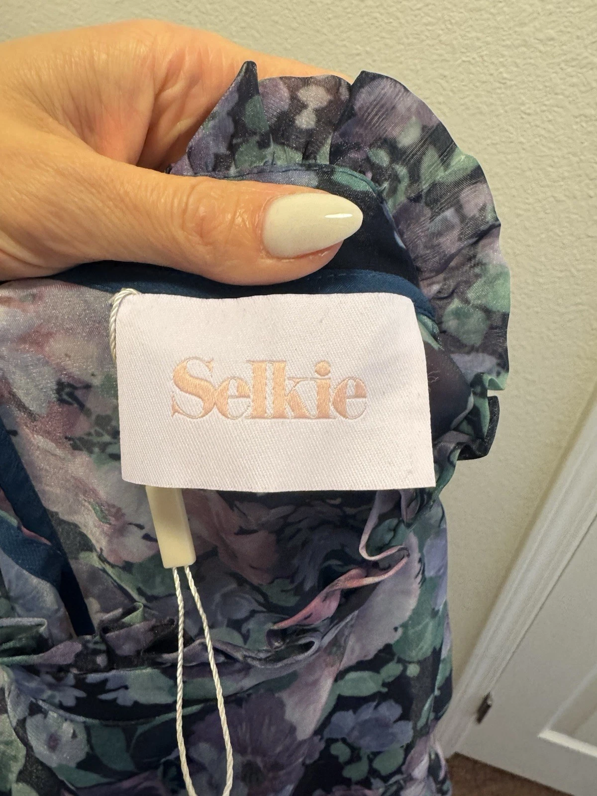 UNDERCOVER Abito Selkie The Nirvana Royal manica a sbuffo aderente svasato chiffon giardino segreto M NUOVO