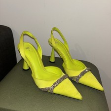 Zara Women's Lime Strapped Court High Heel Shoes Size 5