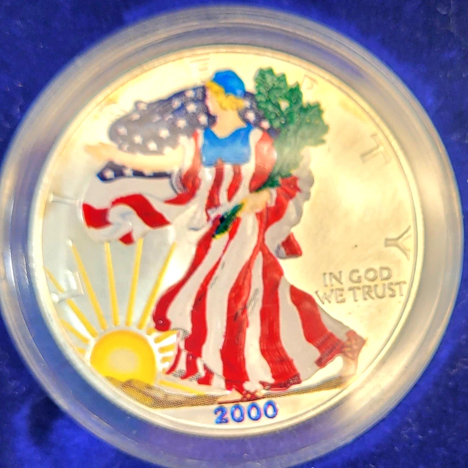 The American Historic Society 2000 American Eagle 999 Silver Dollar Full Color - Image 2 of 4