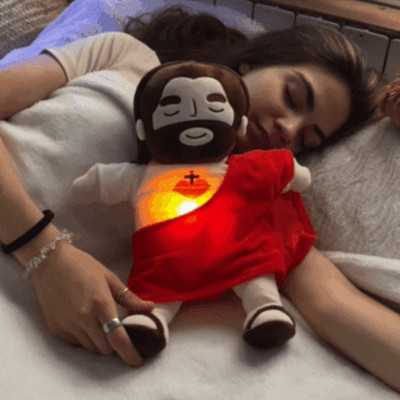 Peluche Jésus Qui Respire 38cm - Version Rouge