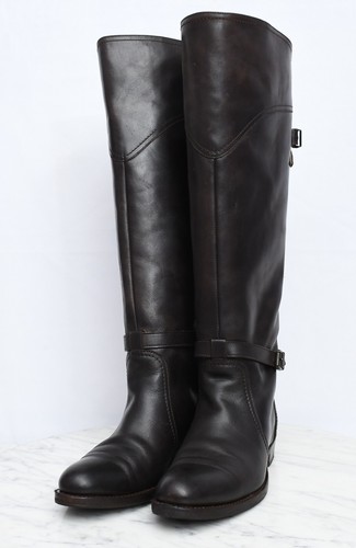Frye Dorado Riding Brown Leather Knee High Equestrian Belted Boots Womens Sz 8