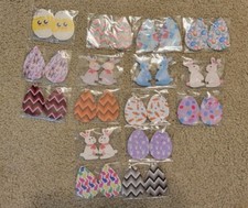 16 Pairs Easter PU Leather Dangle Earrings Printed