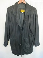 Vintage Michelangelo Womens Leather Coat Italian 44 US 8 Black Made in Florence
