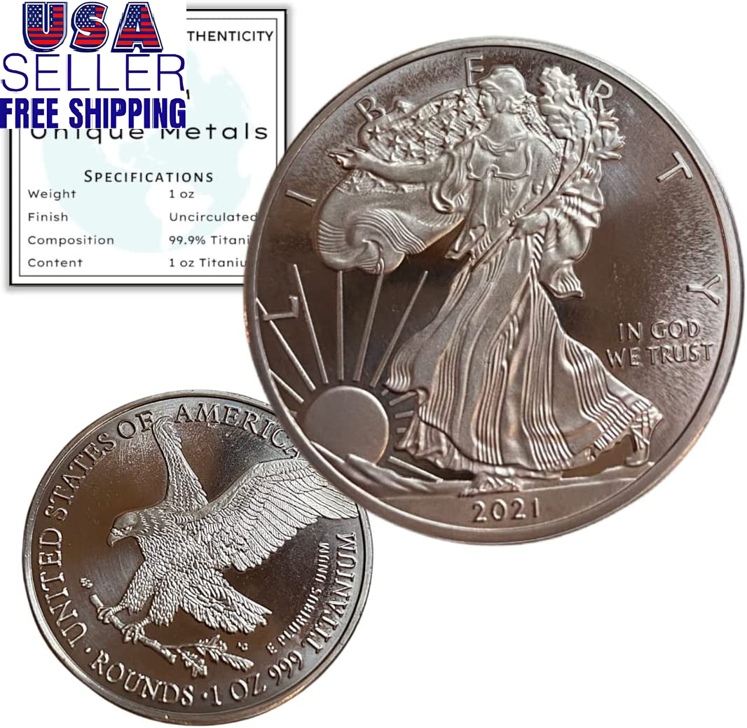 2021 1 Ounce OZ .999 Fine Solid Titanium USA American Liberty Eagle Coin | Titan