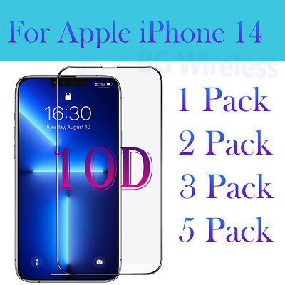 For Apple iPhone 14 Only 10D Tempered Glass Screen Protector Full Edge Cover Lot