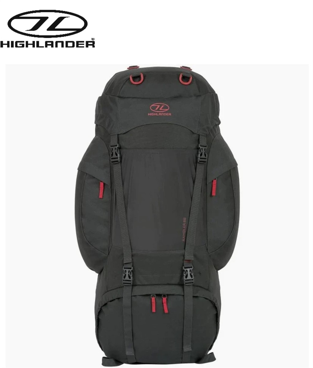 Highlander Rambler 88L Rucksack Trekking Hiking Travel Backpack Charcoal |  eBay UK