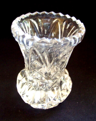Clear Glass Toothpick Holder Scalloped Edge Pineapple Shape 3'' Tall