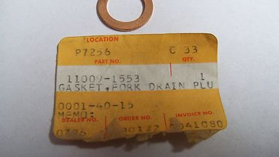 NOS OEM Kawasaki Fork Drain Plug Gasket 1986-2001 KX125B1 ZX1000
