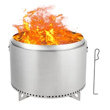 27" Smokeless Fire Pit with Air Switch Portable Outdoor Stainless Steel Firepit