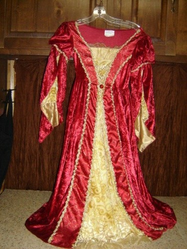 Renacimiento Medieval Princesa Vestido Rojo Y Dorado Con Aro Spencer's Niñas  6 medio | eBay