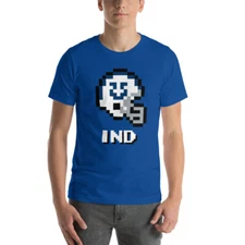 Indianapolis Colts NES Football Helmet 8-bit Tecmo Super Bowl Tee Retro T-Shirt