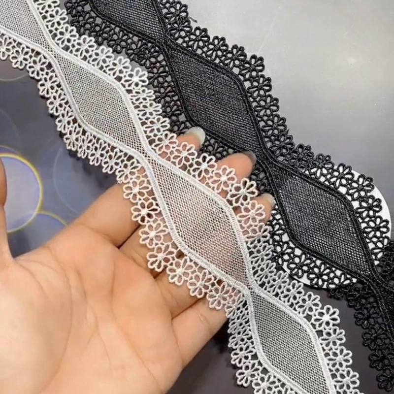 90cm DIY Embroidered Lace Trim Edging Fabric Wedding Sewing Decor Trimming  Craft