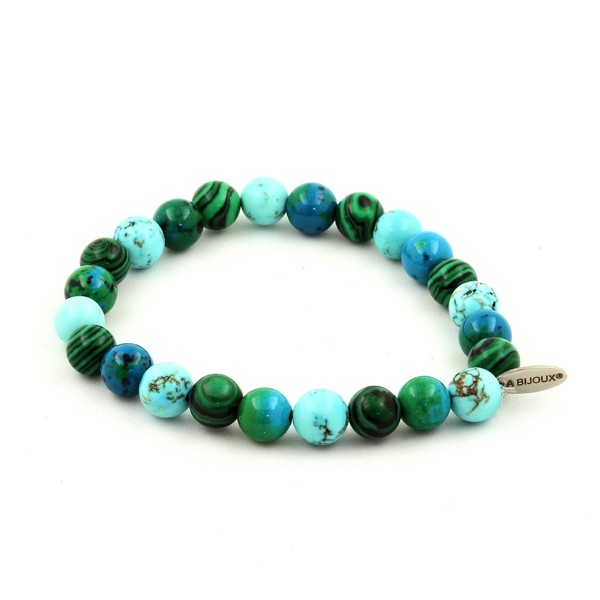 Steine Und Mineralien. Perlenarmband Chrysokoll + Malachit + TüRkis 8 Mm-image