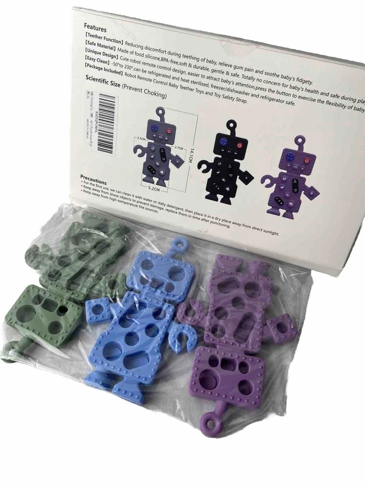 Baby Teether Robot Shaped Baby Teether Toys, Set Of 3, NEW - Image 3 of 4