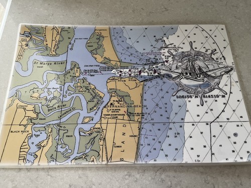 VTG Nautical Chart Amelia Island FL & Surrounds Laminated Placemats Set Of 6 - Picture 3 of 6