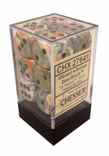 Chessex Dice d6 Set 16mm Vibrant Swirl Brown Pips 6 Sided Die 12 Sets CHX 27641