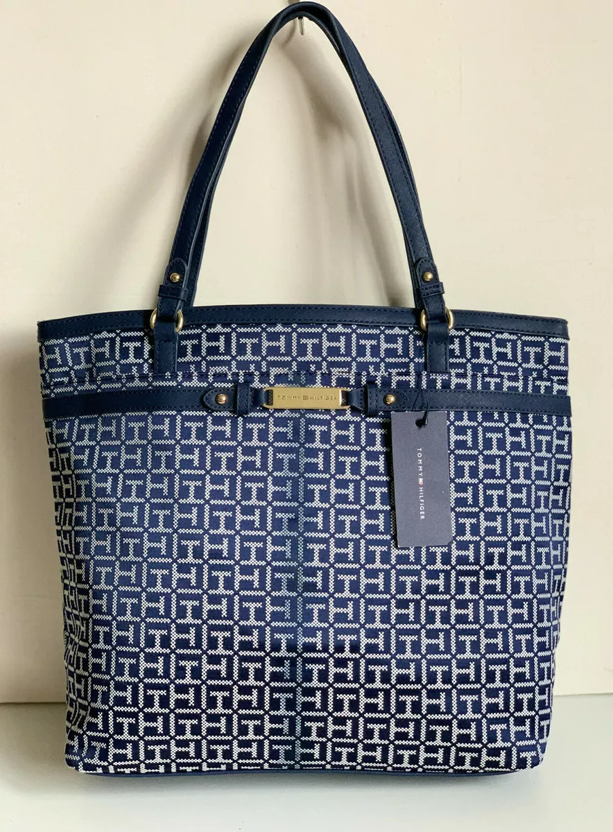 NEW TOMMY HILFIGER BLUE SHOPPER SATCHEL TOTE BAG PURSE 99 SALE