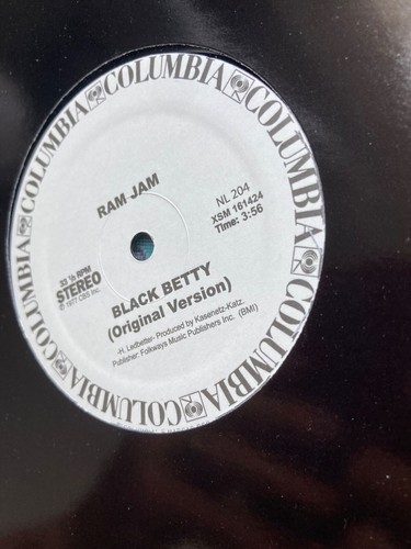 RAM JAM MINT 1977 WHITE PROMO 12” VINYL “ BLACK BETTY “ COLUMBIA REMIX B/S 33RPM