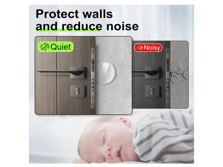 Protector de pared de silicona para perilla de puerta de 8 piezas protector de pared respaldo fuerte Foto 3 de 4