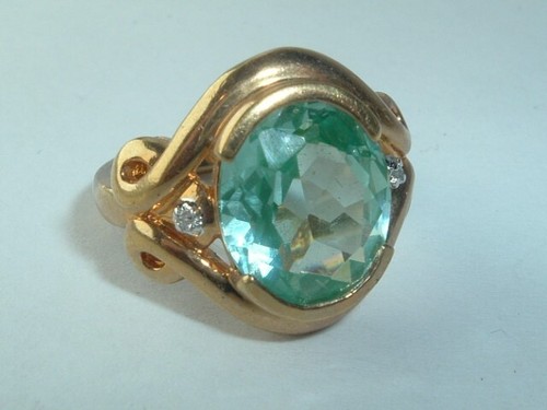 VINTAGE STERLING VERMEIL PERIDOT STONE COCKTAIL RING SIZE 6 - Picture 4 of 4