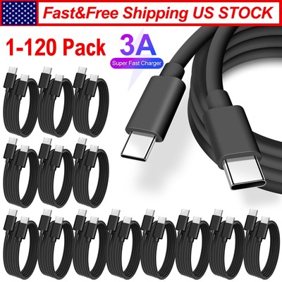 Lot USB C to C Dual Type-C Fast Charging Data SYNC Power Cable Cord 3/5/6/10FT