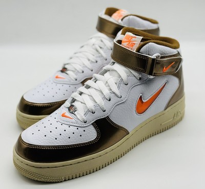 NEW Nike Air Force 1 Mid QS White Orange Ale Brown DH5623-100 Men's Size 8.5