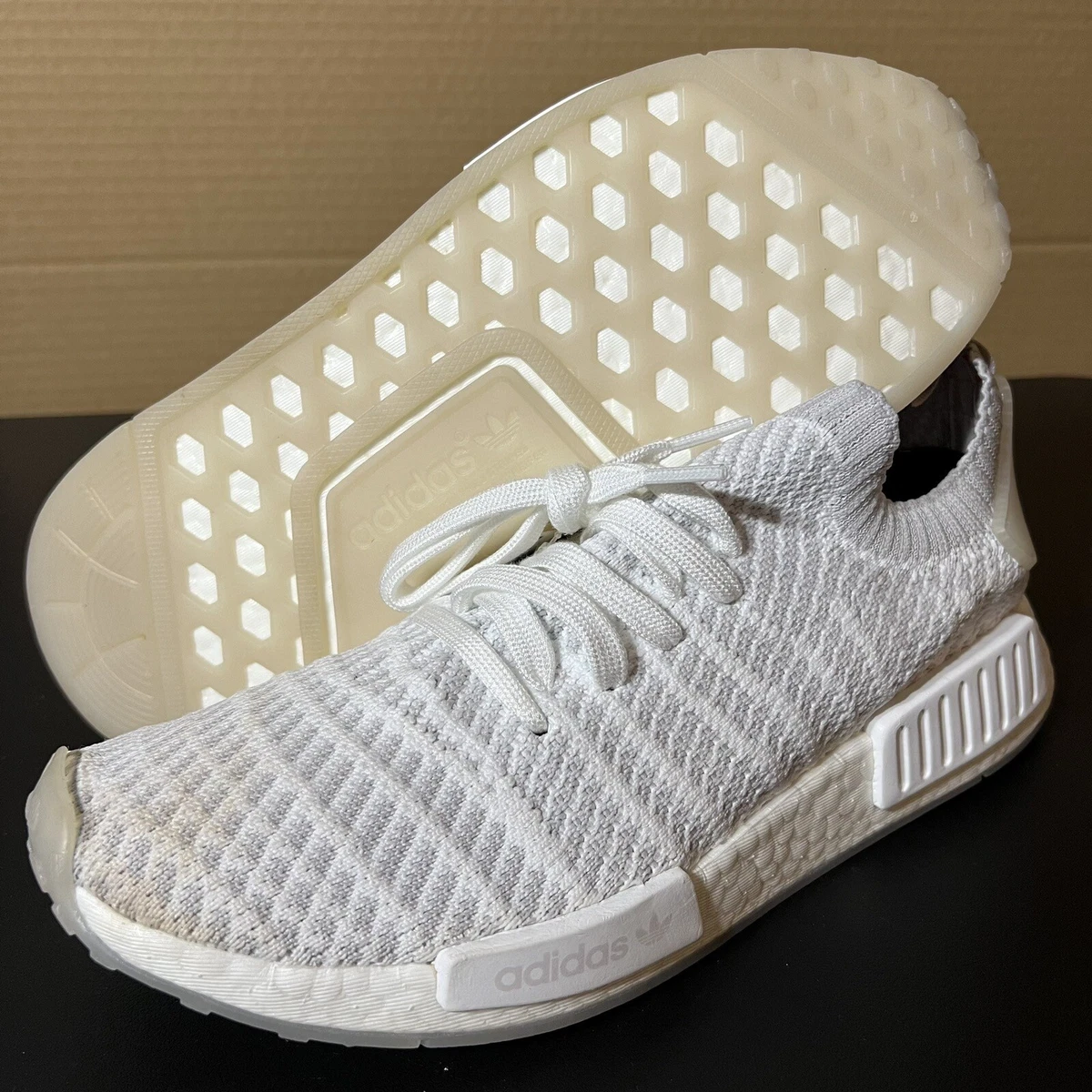 Adidas nmd r1 primeknit white mens sale