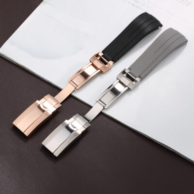 New 20mm 21mm 22mm Silicone Rubber Watch Band Replacement Strap Butterfly Buckle