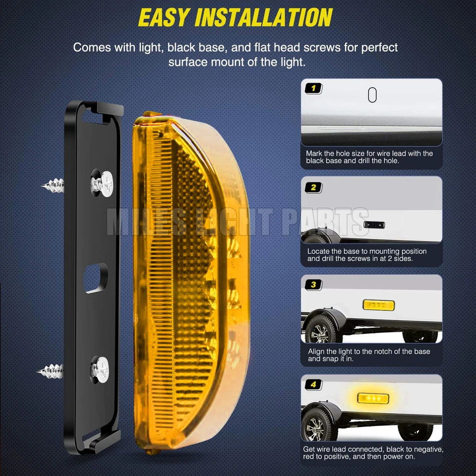 6x LED 12V 24V LKW Seitenmarkierungsleuchte Begrenzungsleuchten Gelb Anhänger - Bild 3 von 4