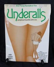 Vtg Underalls Pantyhose Queen Size 320X Beige Brief Nude Legs U148 Nylons Panty