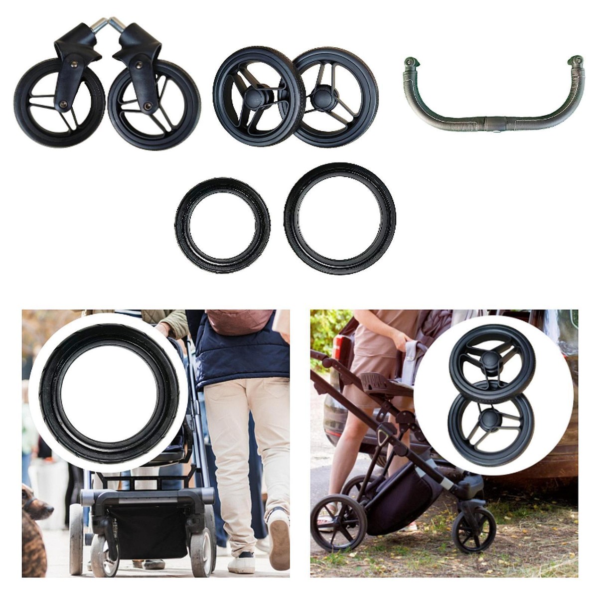 Replacement Stroller Tires (2-Pack Front Wheels) Durable